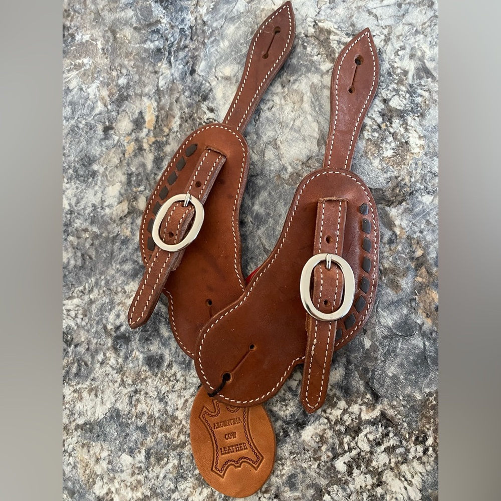 New black buckstitch spur straps